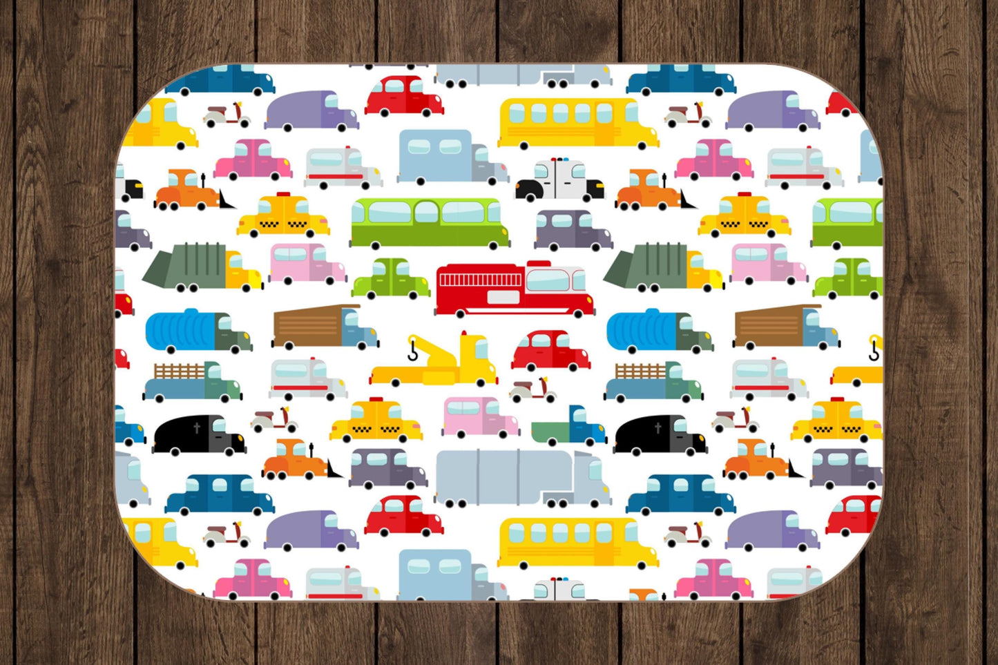 Colorful Vehicle Pattern Sherpa Throw Blanket Kids Transportation Design