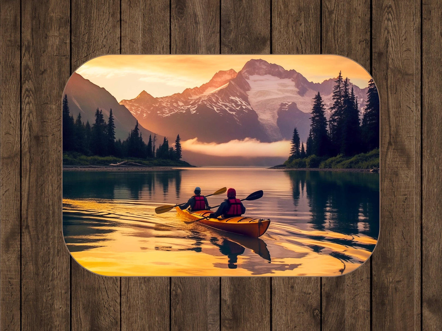 Mountain Sunset Kayaking Sherpa Throw Blanket Scenic Adventure Design