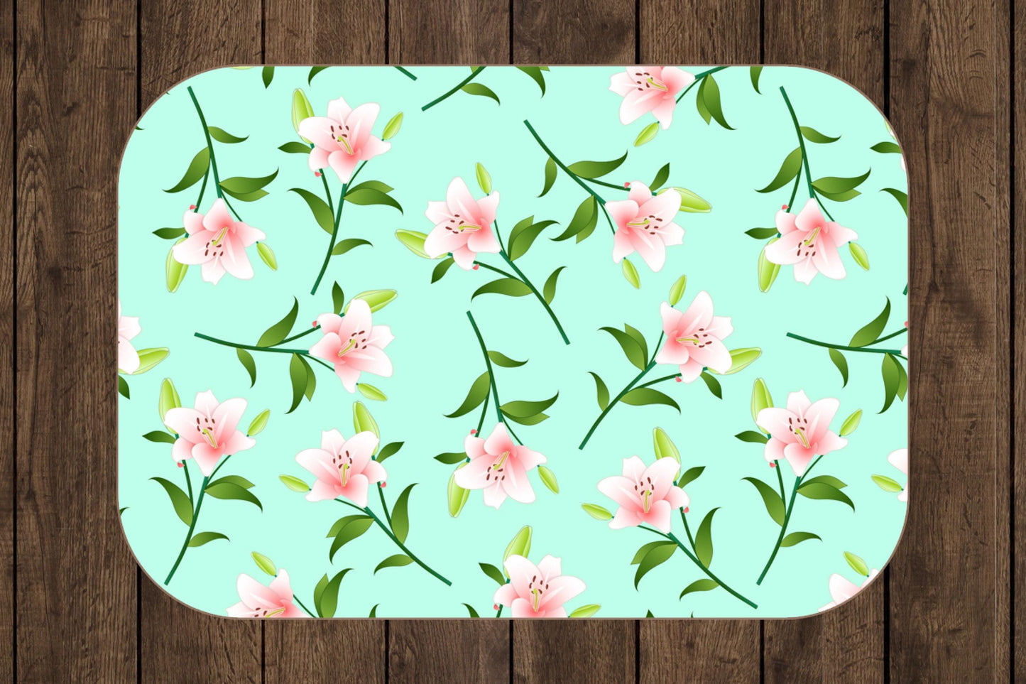 Pink Lily Floral Sherpa Throw Blanket Mint Green Cozy Spring Decor