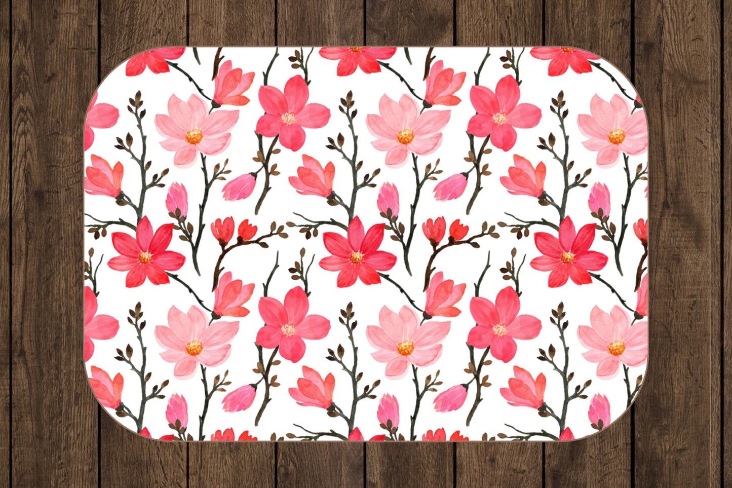 White with pink flowers