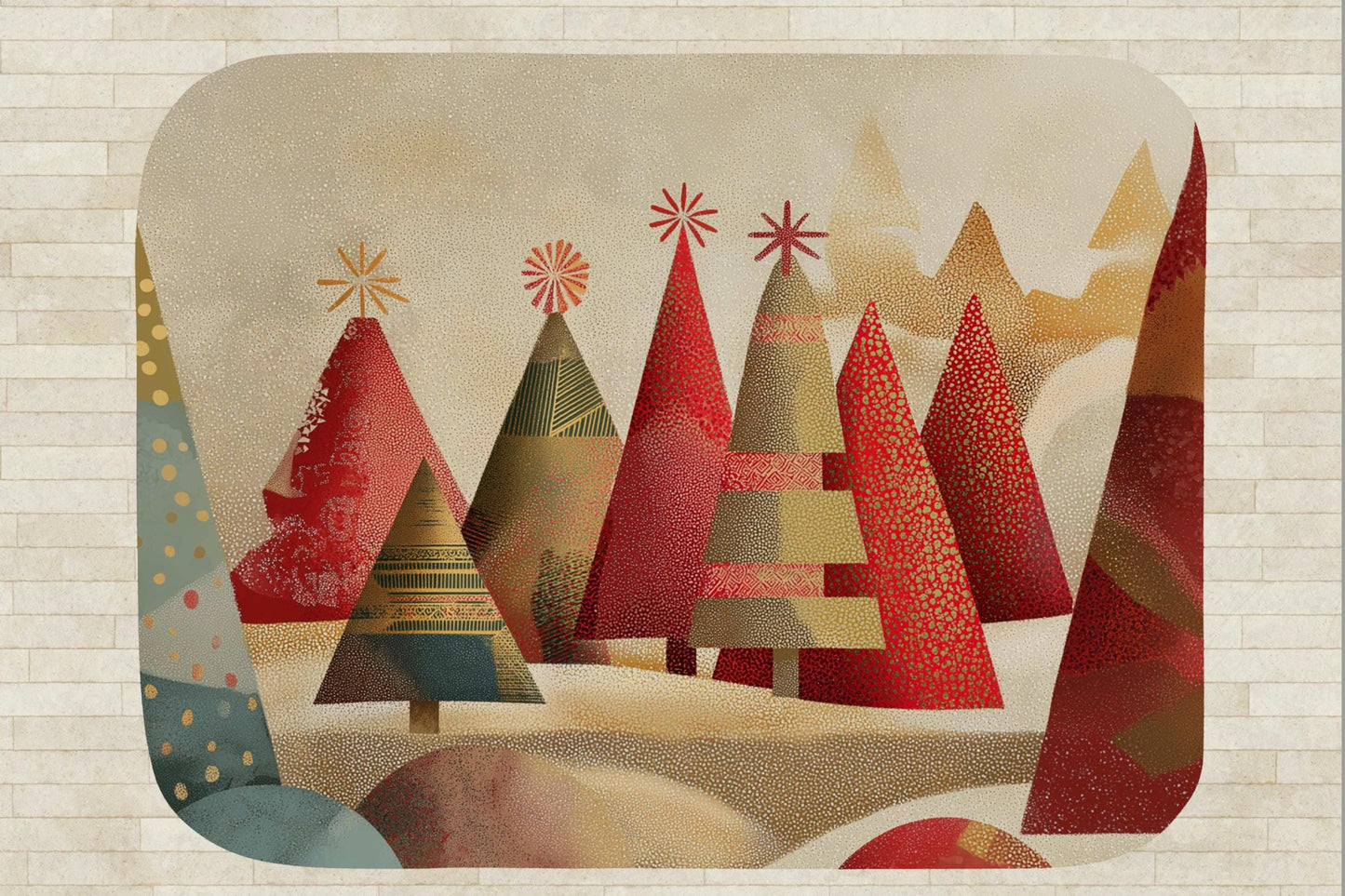 Modern Christmas Trees Sherpa Throw Blanket Modern Holiday Design in Red and Gold