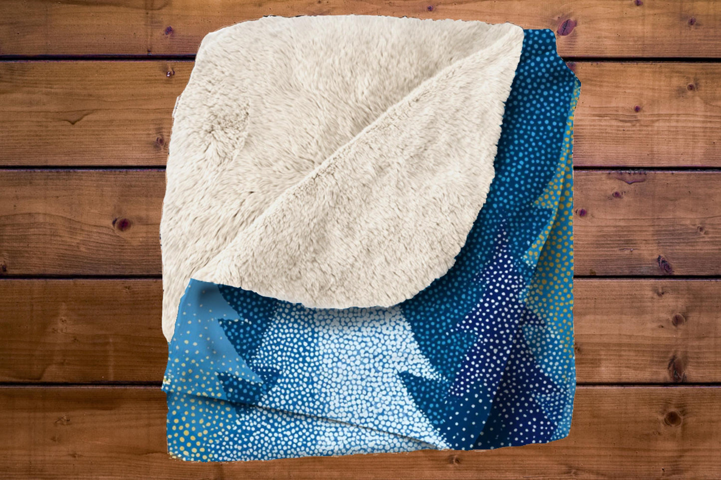 Blue Winter Forest Sherpa Throw Blanket Cozy Snowy Tree Design