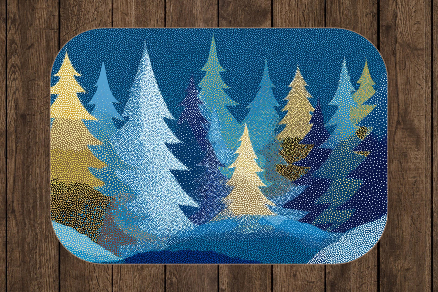 Blue Winter Forest Sherpa Throw Blanket Cozy Snowy Tree Design