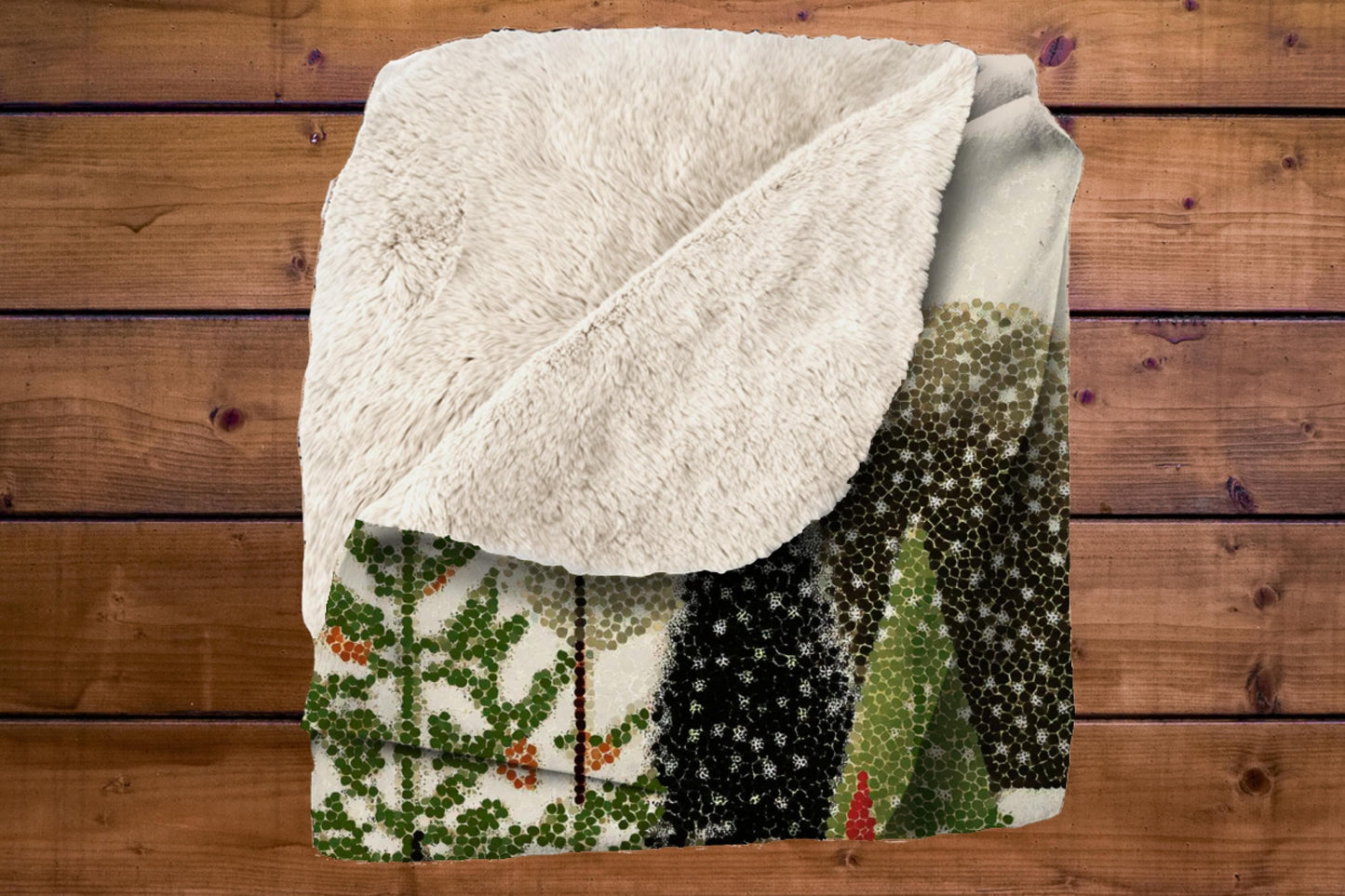 Cozy Winter Village Sherpa Throw Blanket Scandinavian Holiday Design