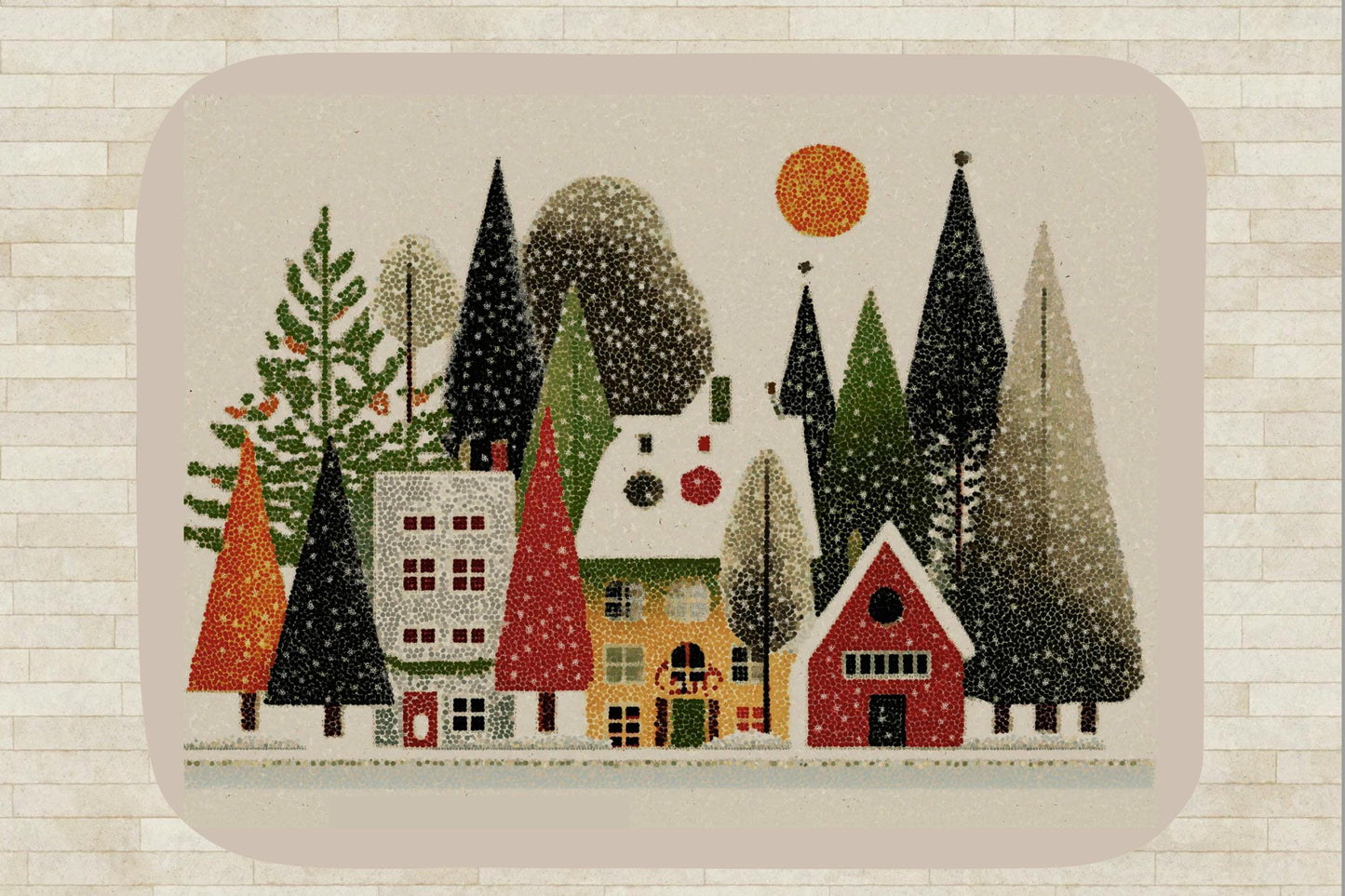 Cozy Winter Village Sherpa Throw Blanket Scandinavian Holiday Design