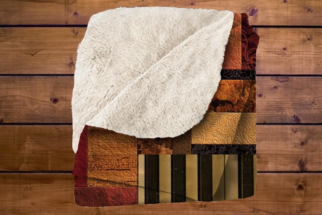 Vintage Piano Quilt Sherpa Throw Blanket Musical Patchwork Design
