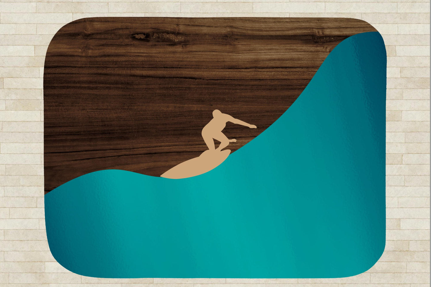 Surfer Wave Silhouette Sherpa Throw Blanket Coastal Surf Design