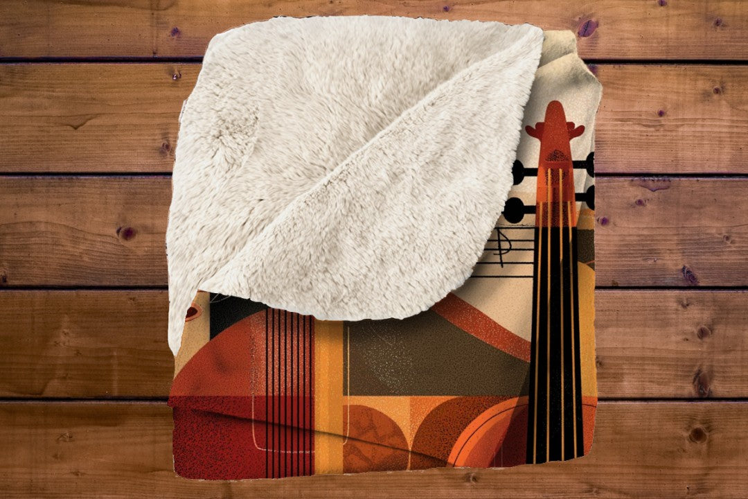 Violin Sherpa Throw Blanket Abstract Music Art Design Cozy Musician Gift
