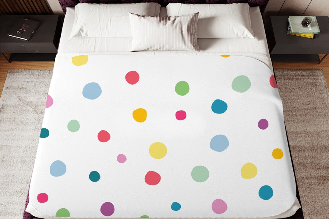 Polka Dot Sherpa Throw Blanket Pastel Colorful Pattern Cozy Nursery Decor