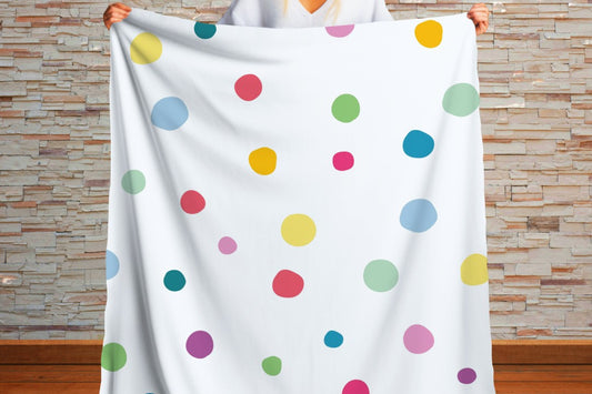 Polka Dot Sherpa Throw Blanket Pastel Colorful Pattern Cozy Nursery Decor