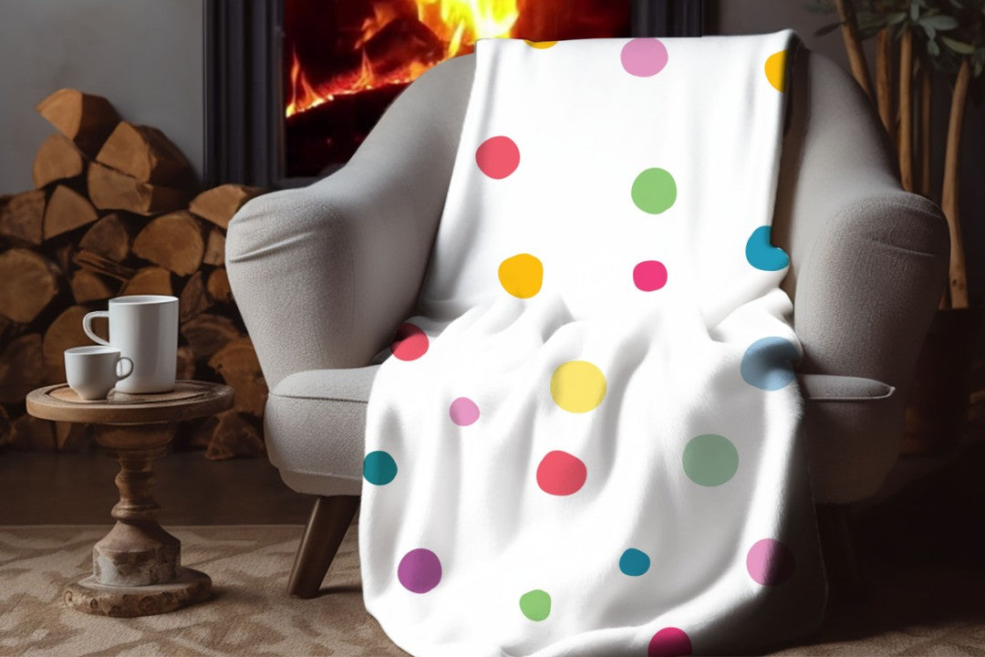 Polka Dot Sherpa Throw Blanket Pastel Colorful Pattern Cozy Nursery Decor