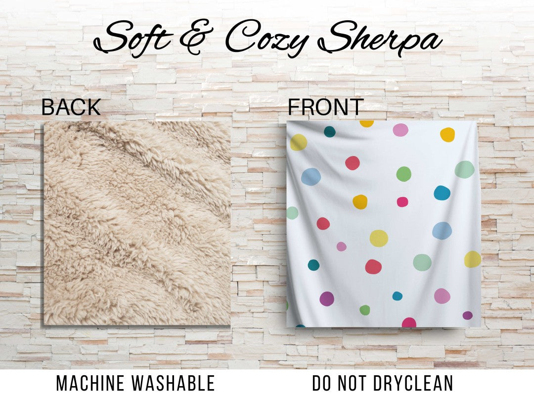 Polka Dot Sherpa Throw Blanket Pastel Colorful Pattern Cozy Nursery Decor