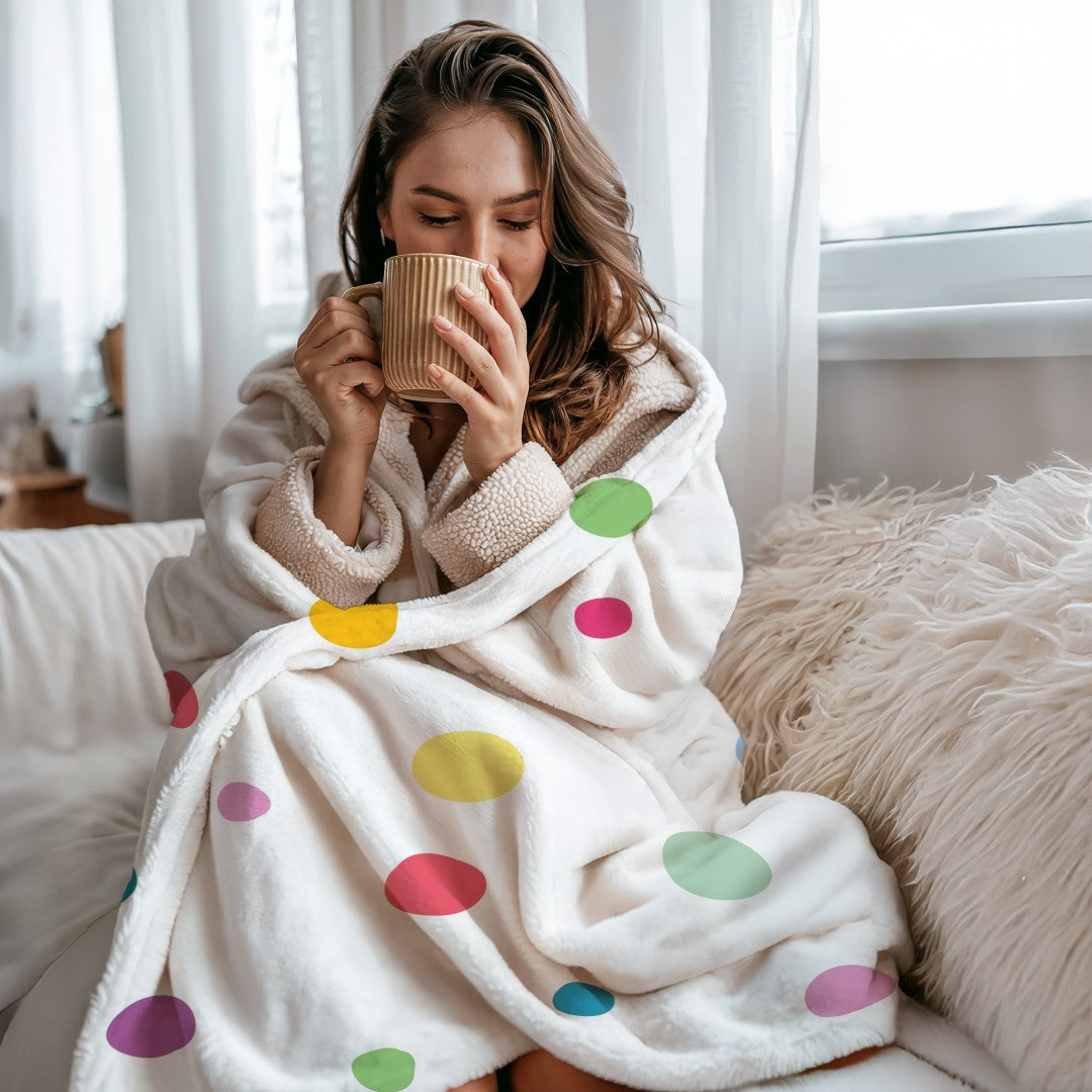 Polka Dot Sherpa Throw Blanket Pastel Colorful Pattern Cozy Nursery Decor