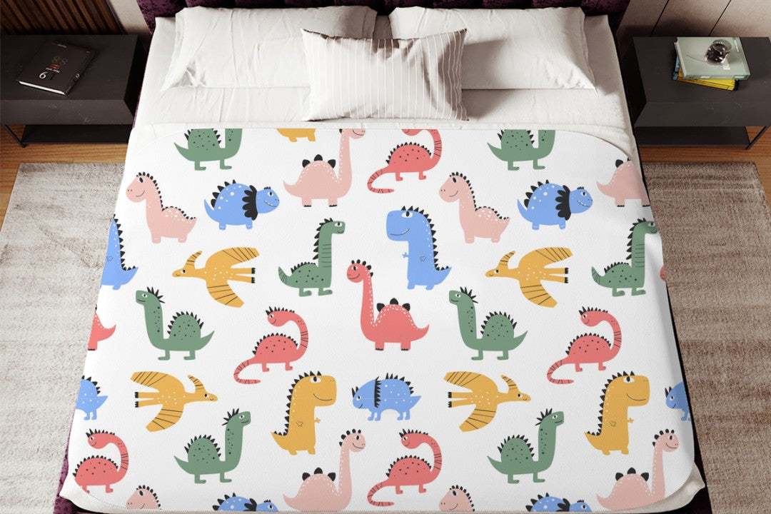 Dinosaur Sherpa Throw Blanket Cute Kids Pattern Nursery Decor