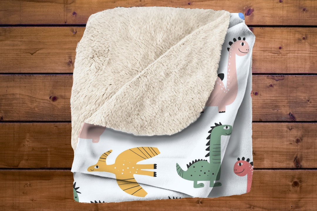 Dinosaur Sherpa Throw Blanket Cute Kids Pattern Nursery Decor