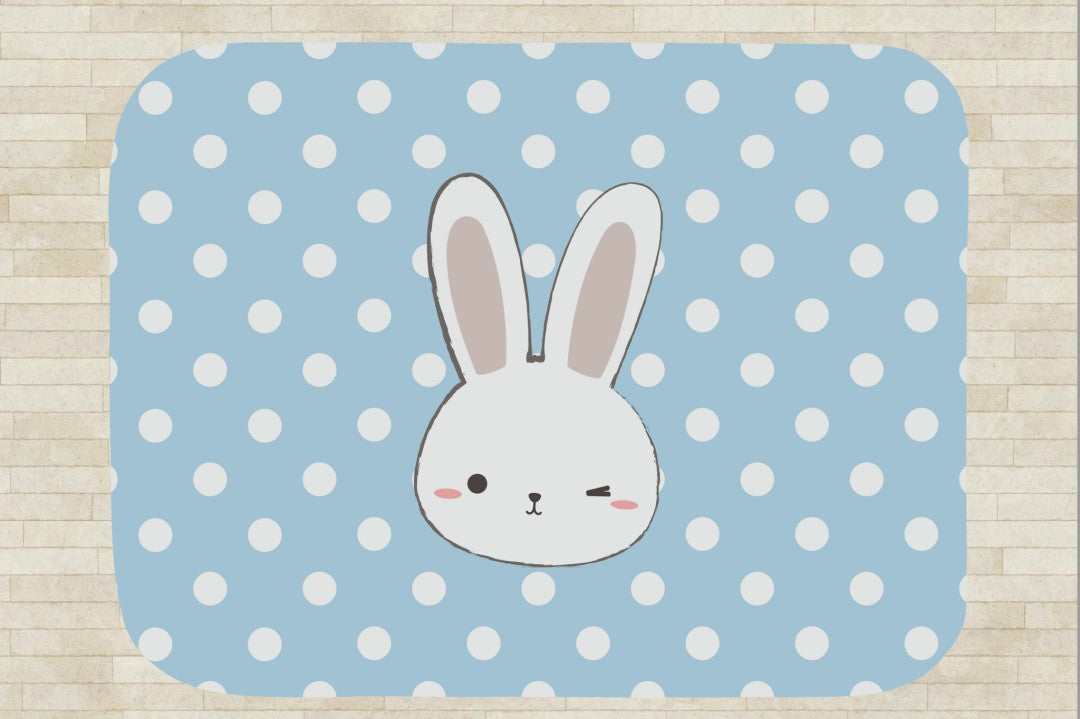 Bunny Sherpa Throw Blanket Blue Polka Dot Cute Nursery Design
