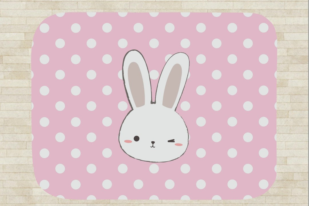 Bunny Sherpa Throw Blanket Pink Polka Dot Cute Nursery Design