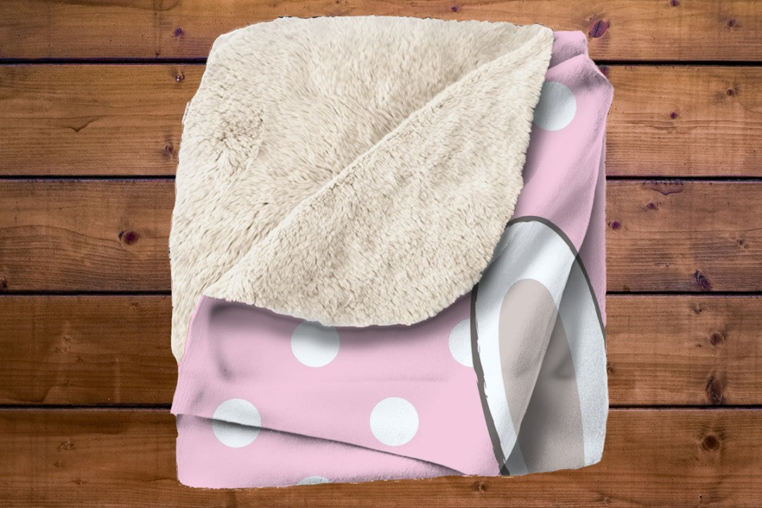 Bunny Sherpa Throw Blanket Pink Polka Dot Cute Nursery Design