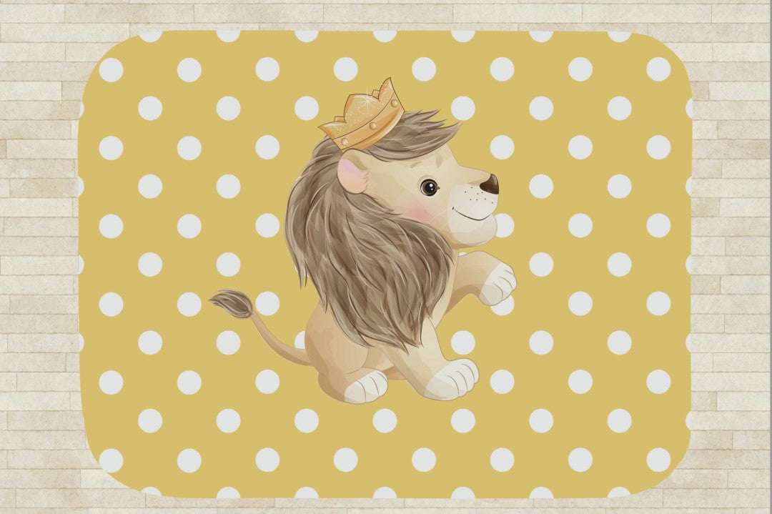 Lion Sherpa Throw Blanket Yellow Polka Dot Cute Nursery Design
