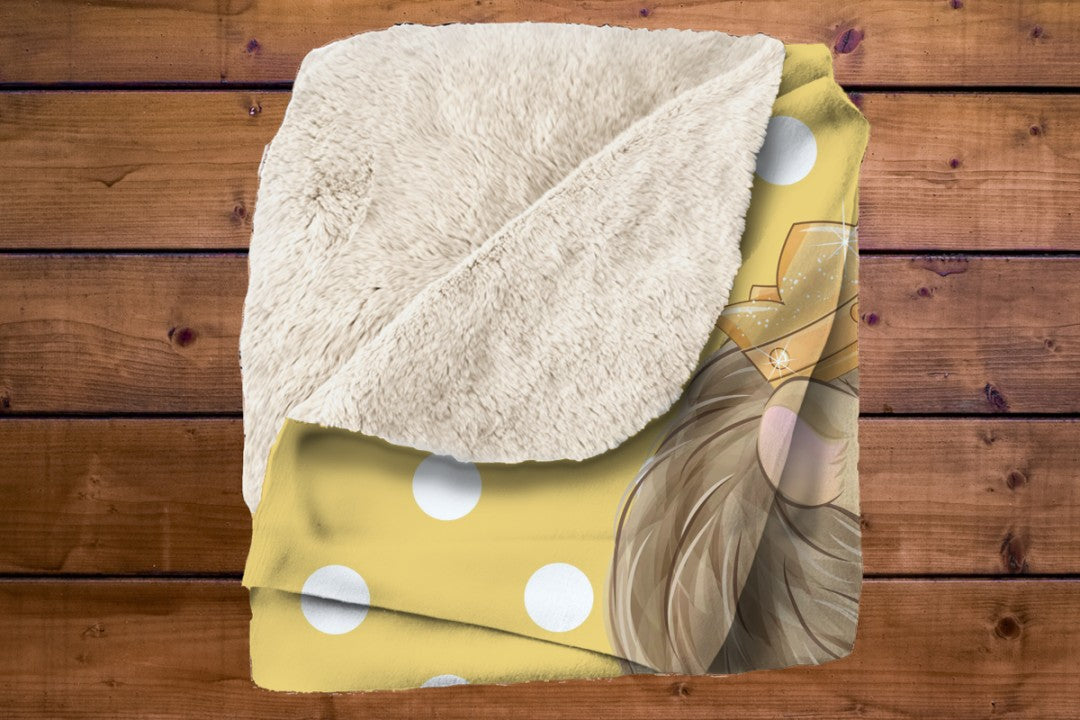 Lion Sherpa Throw Blanket Yellow Polka Dot Cute Nursery Design