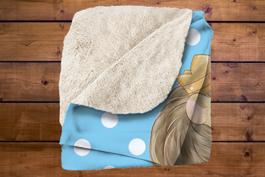 Lion Sherpa Throw Blanket Blue Polka Dot Cute Nursery Design