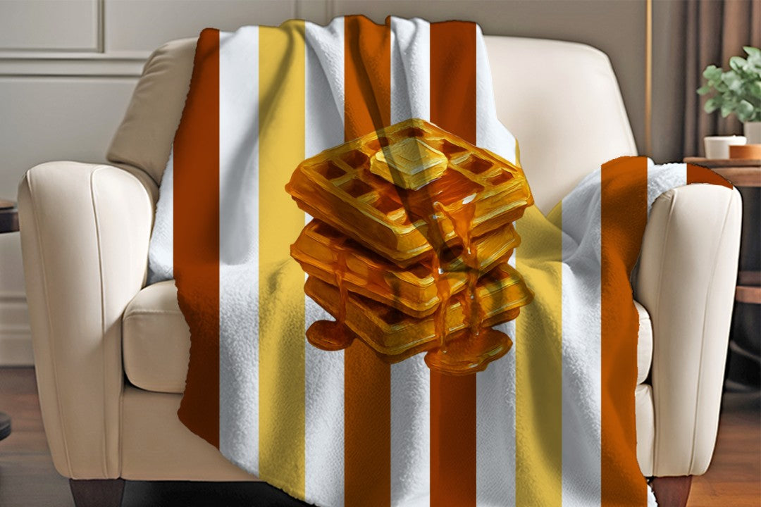 Waffle Sherpa Throw Blanket Retro Breakfast Kitchen Decor