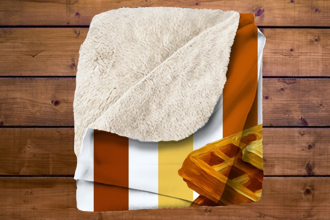 Waffle Sherpa Throw Blanket Retro Breakfast Kitchen Decor