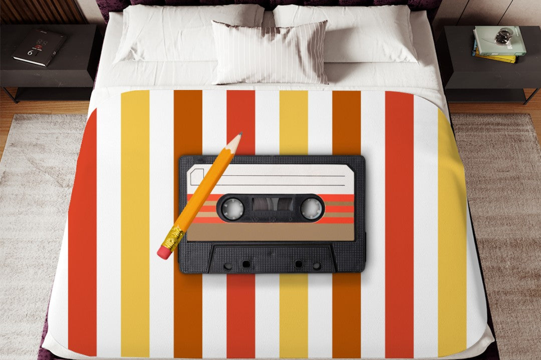 Cassette Tape Sherpa Throw Blanket Retro Music Vintage Design