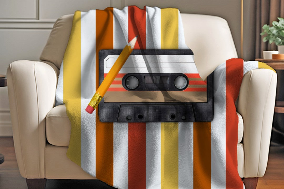 Cassette Tape Sherpa Throw Blanket Retro Music Vintage Design