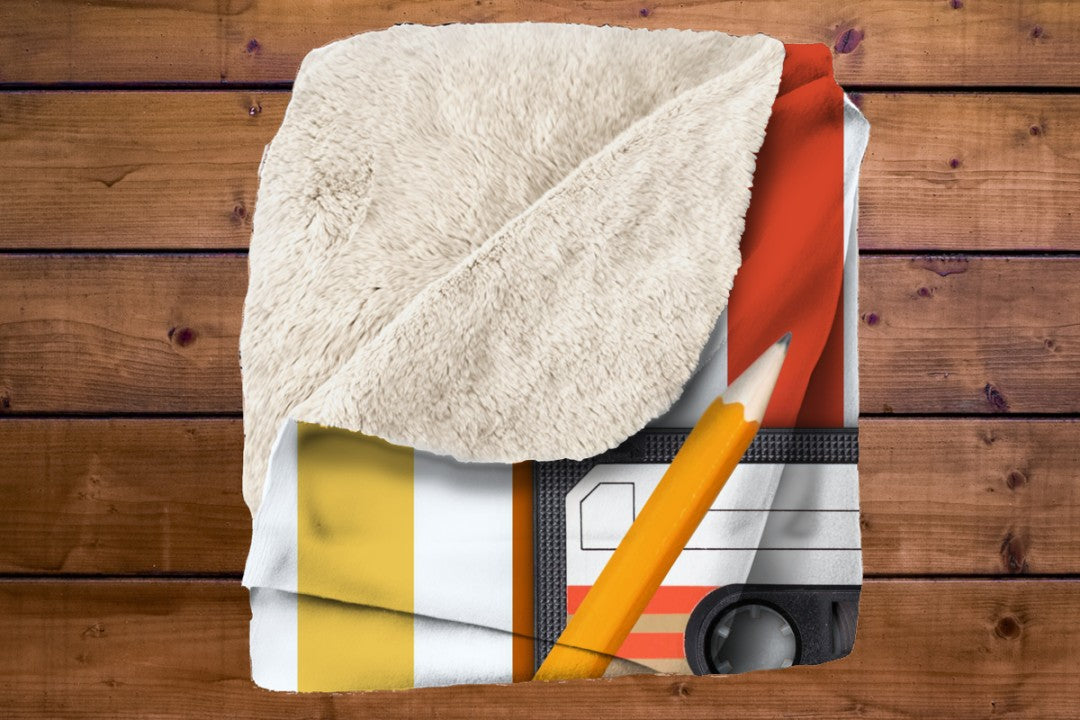 Cassette Tape Sherpa Throw Blanket Retro Music Vintage Design