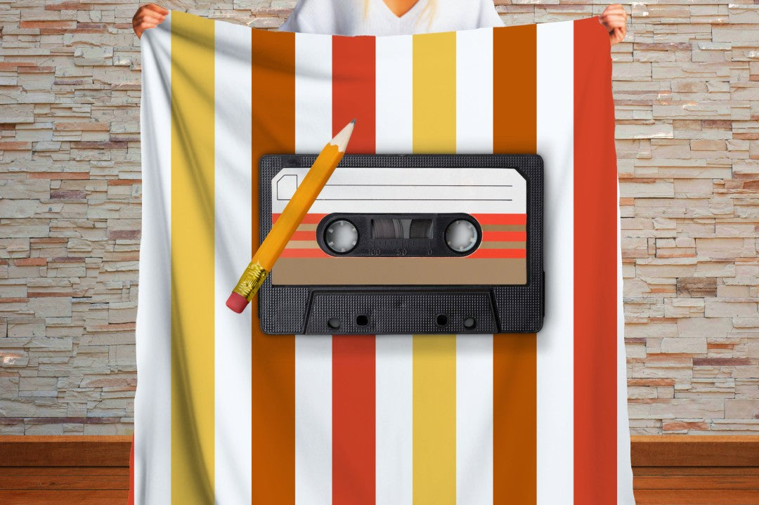 Cassette Tape Sherpa Throw Blanket Retro Music Vintage Design