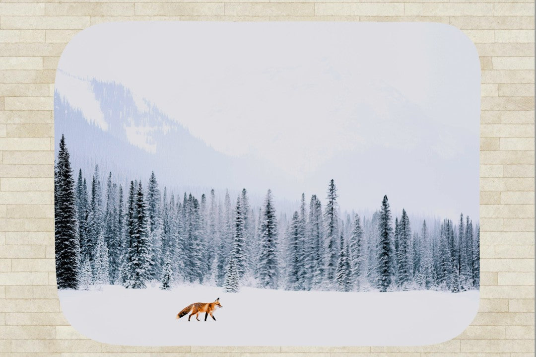 Fox Sherpa Throw Blanket Winter Forest Snowy Landscape Art