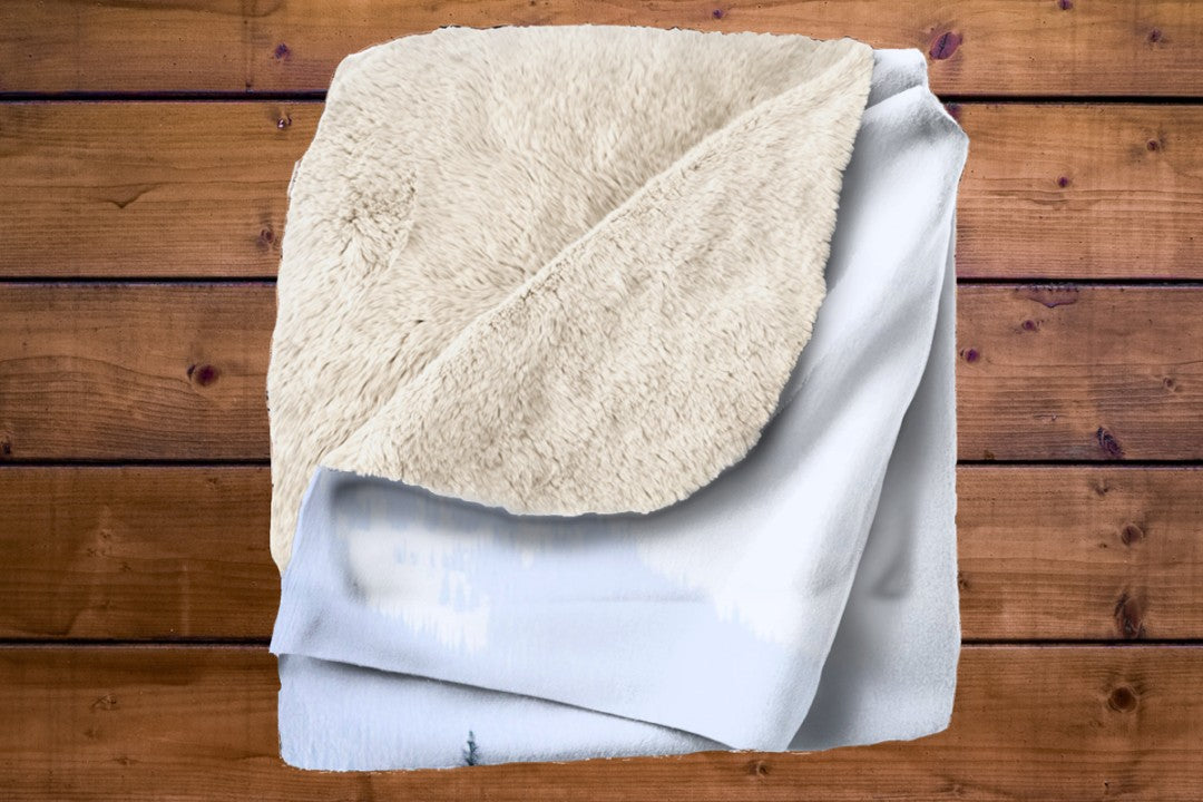Fox Sherpa Throw Blanket Winter Forest Snowy Landscape Art