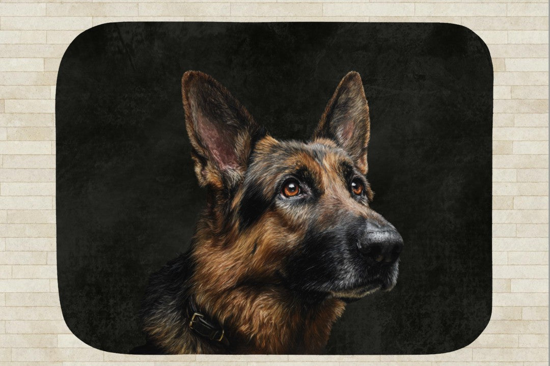 German Shepherd Sherpa Throw Blanket Realistic Dog Portrait Art