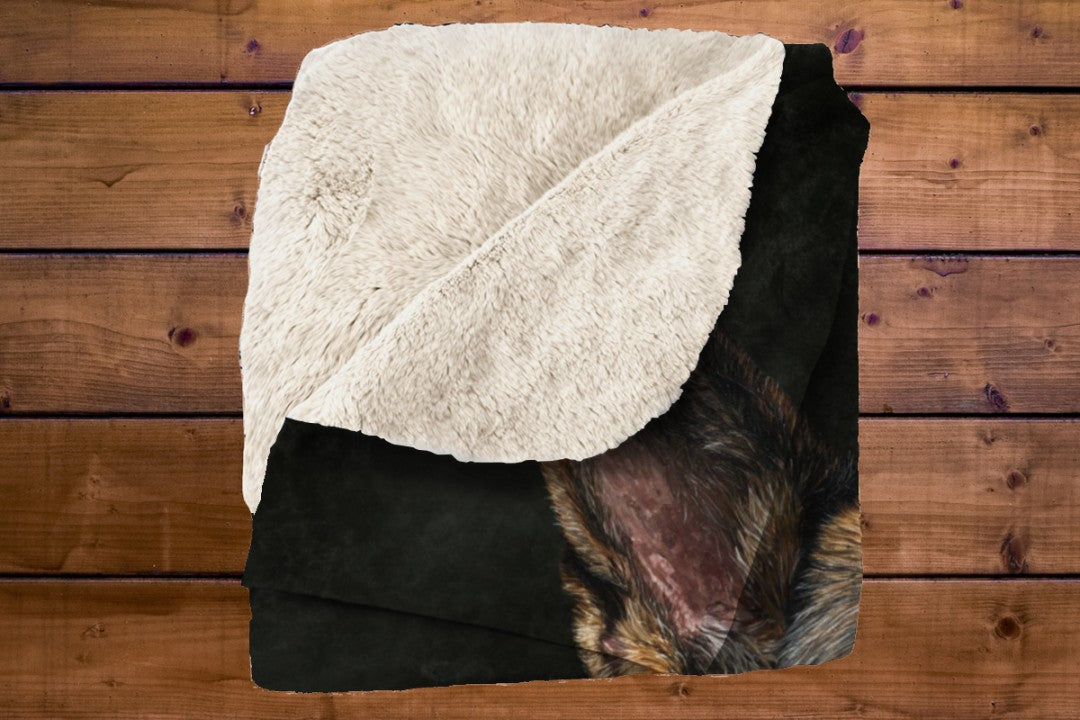 German Shepherd Sherpa Throw Blanket Realistic Dog Portrait Art