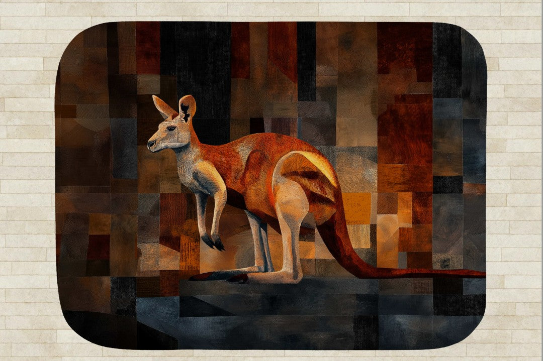 Kangaroo Sherpa Throw Blanket Abstract Animal Art