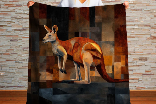 Kangaroo Sherpa Throw Blanket Abstract Animal Art
