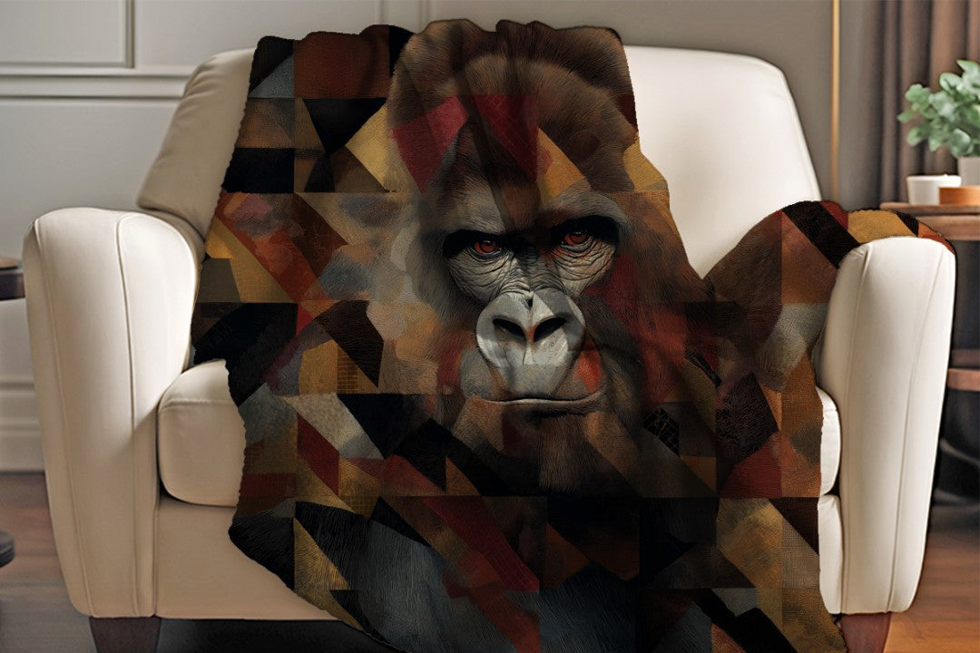 Gorilla Sherpa Throw Blanket Abstract Wildlife Art