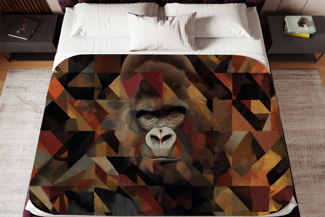 Gorilla Sherpa Throw Blanket Abstract Wildlife Art