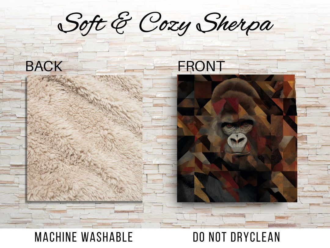 Gorilla Sherpa Throw Blanket Abstract Wildlife Art