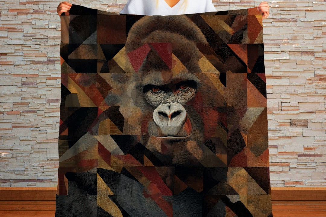 Gorilla Sherpa Throw Blanket Abstract Wildlife Art