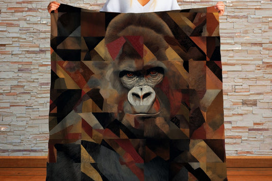Gorilla Sherpa Throw Blanket Abstract Wildlife Art