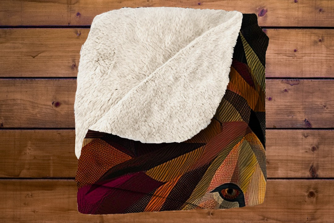 Lion Sherpa Throw Blanket Abstract Safari Art