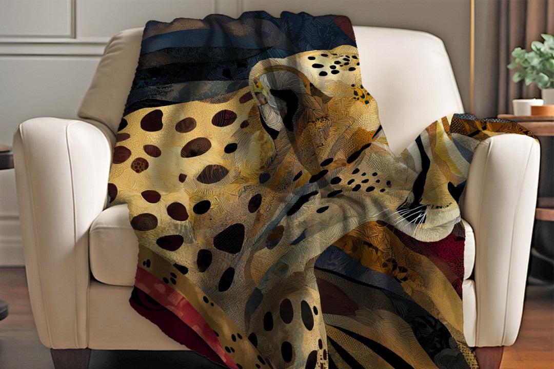 Cheetah Sherpa Throw Blanket Abstract Wildlife Art