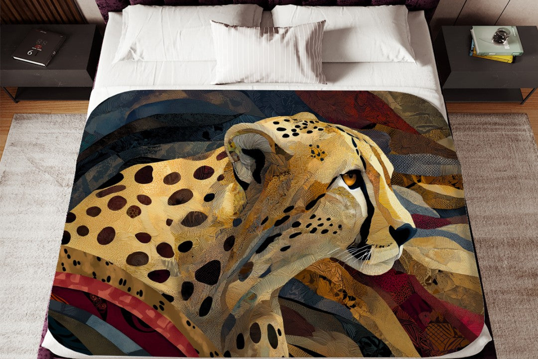 Cheetah Sherpa Throw Blanket Abstract Wildlife Art