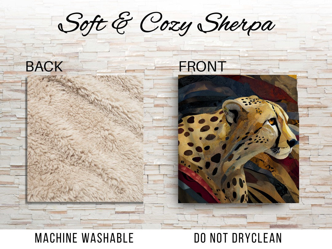 Cheetah Sherpa Throw Blanket Abstract Wildlife Art