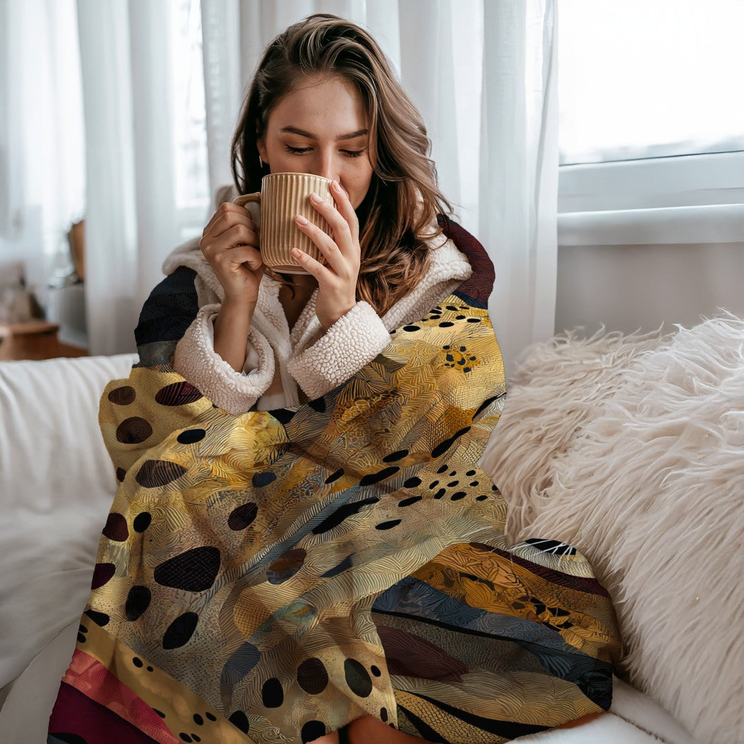 Cheetah Sherpa Throw Blanket Abstract Wildlife Art