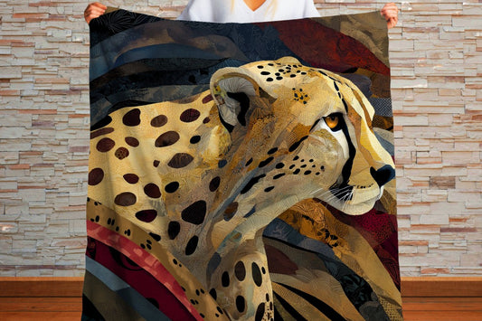 Cheetah Sherpa Throw Blanket Abstract Wildlife Art