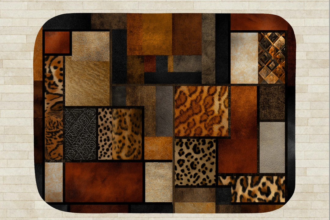 Safari Patchwork Sherpa Throw Blanket Earth Tones