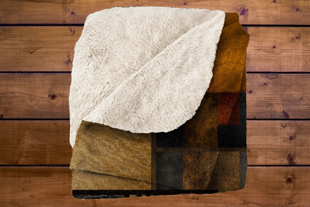 Safari Patchwork Sherpa Throw Blanket Earth Tones